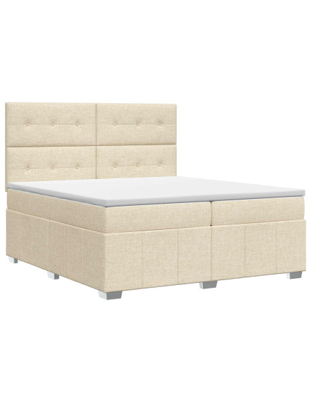 Letto box spring con materasso Crema 140 x 190 cm Tessuto
