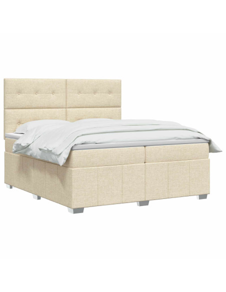 Letto box spring con materasso Crema 140 x 190 cm Tessuto