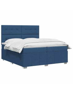 Letto box spring con materasso Blu 140 x 190 cm Tessuto 2