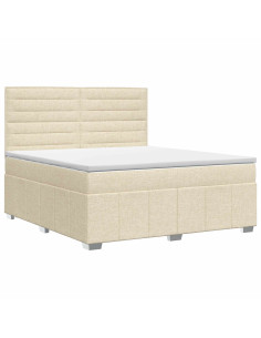 Letto box spring con materasso Crema 140 x 200 cm Tessuto