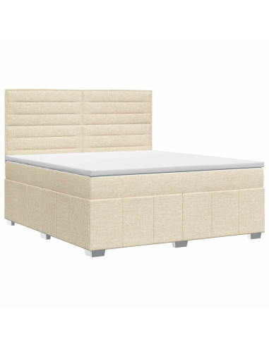 Letto box spring con materasso Crema 140 x 200 cm Tessuto