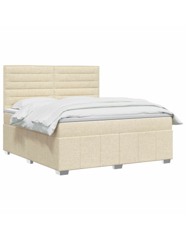 Letto box spring con materasso Crema 140 x 200 cm Tessuto