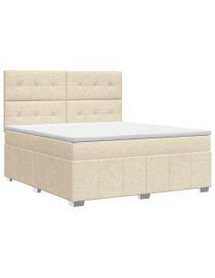 Letto box spring con materasso Crema 140 x 200 cm Tessuto