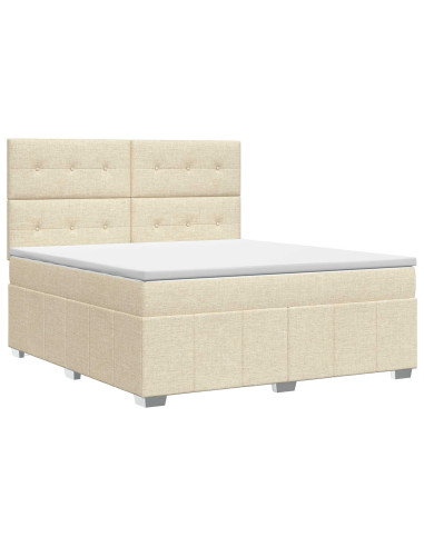Letto box spring con materasso Crema 140 x 200 cm Tessuto