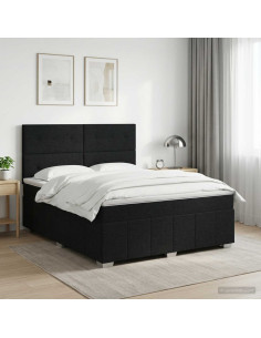 Letto box spring con materasso Nero 160 x 200 cm Tessuto