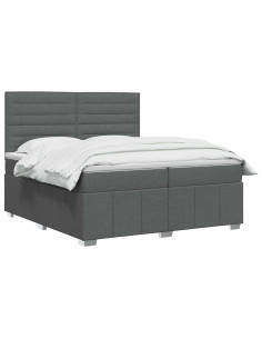 Letto box spring con materasso Grigio Scuro 200 x 200 cm 2