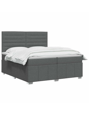 Letto box spring con materasso Grigio Scuro 200 x 200 cm