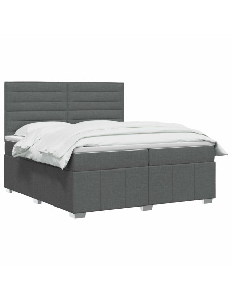 Letto box spring con materasso Grigio Scuro 200 x 200 cm