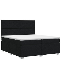 Letto box spring con materasso Nero 200 x 200 cm Tessuto
