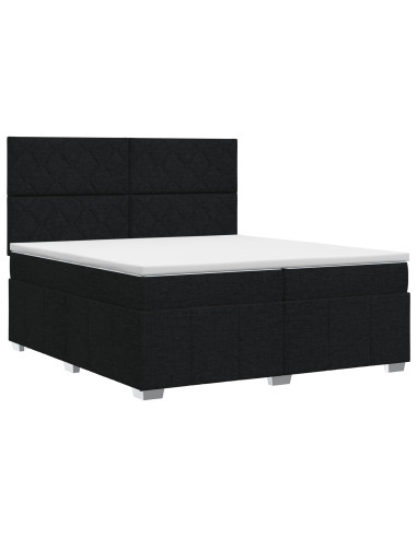Letto box spring con materasso Nero 200 x 200 cm Tessuto