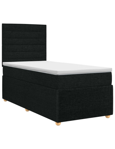 Letto box spring con materasso Nero 80 x 200 cm Tessuto
