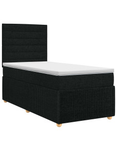 Letto box spring con materasso Nero 90 x 190 cm Tessuto