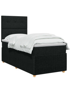 Letto box spring con materasso Nero 90 x 190 cm Tessuto 2