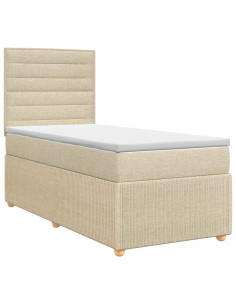 Letto box spring con materasso Crema 90 x 200 cm Tessuto