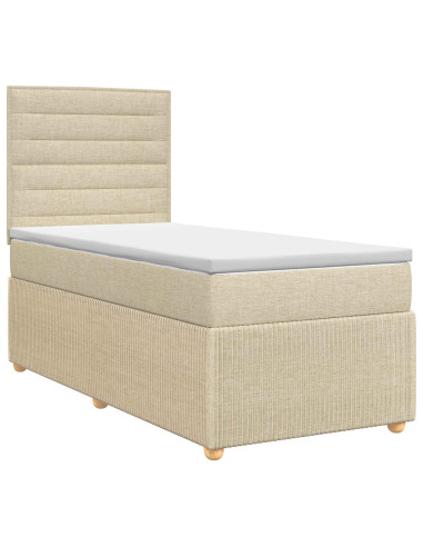 Letto box spring con materasso Crema 90 x 200 cm Tessuto