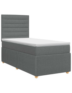 Letto box spring con materasso Grigio Scuro 100 x 200 cm