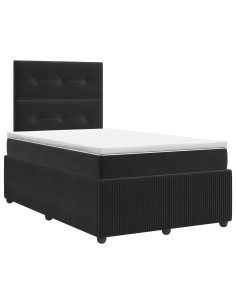 Letto box spring con materasso Nero 120 x 190 cm Velluto