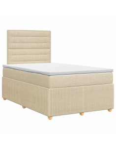 Letto box spring con materasso Crema 120 x 190 cm Tessuto
