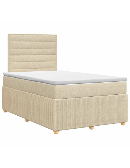 Letto box spring con materasso Crema 120 x 190 cm Tessuto