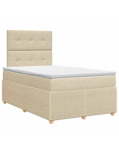 Letto box spring con materasso Crema 120 x 190 cm Tessuto