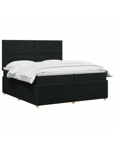 Letto box spring con materasso Nero 200 x 200 cm Tessuto