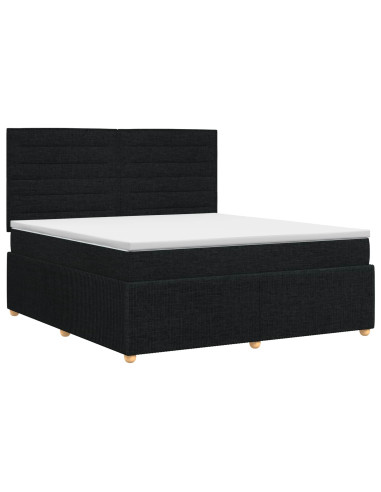 Letto box spring con materasso Nero 140 x 200 cm Tessuto
