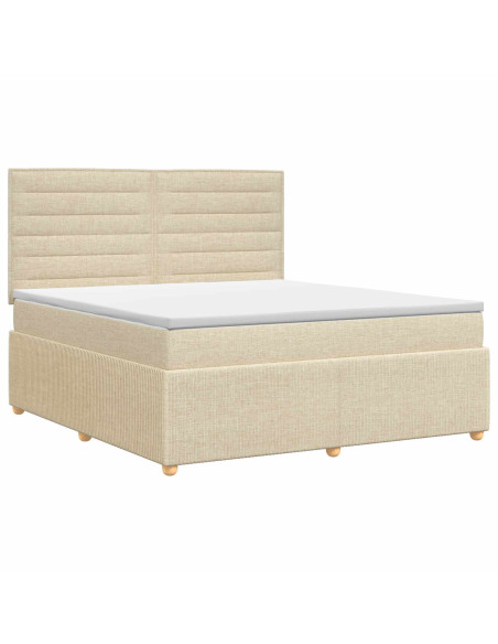 Letto box spring con materasso Crema 140 x 200 cm Tessuto