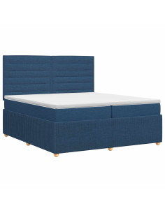 Letto box spring con materasso Blu 140 x 200 cm Tessuto