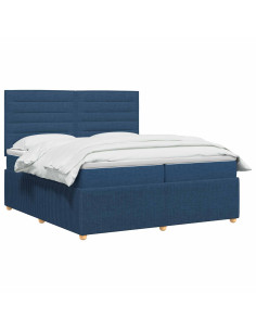 Letto box spring con materasso Blu 140 x 200 cm Tessuto 2