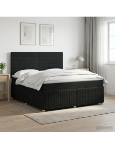 Letto box spring con materasso Nero 180 x 200 cm Tessuto