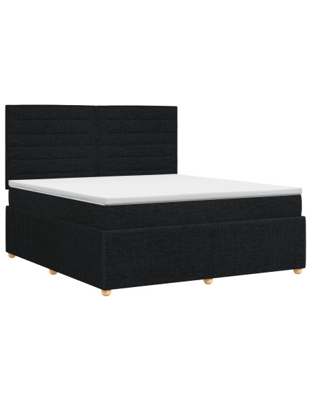 Letto box spring con materasso Nero 180 x 200 cm Tessuto