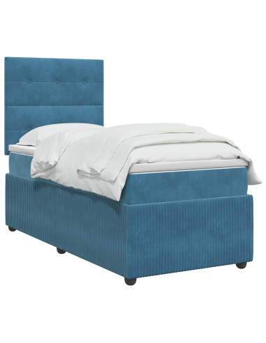 Letto box spring con materasso Blu 80 x 200 cm Velluto