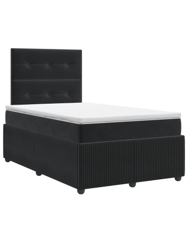Letto box spring con materasso Nero 120 x 200 cm Velluto