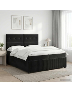 Letto box spring con materasso Nero 200 x 200 cm Velluto