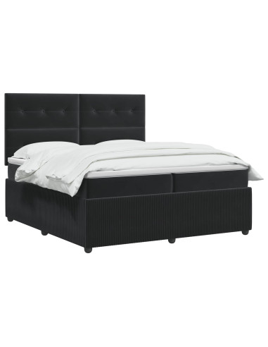 Letto box spring con materasso Nero 200 x 200 cm Velluto