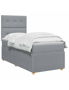 Letto box spring con materasso Grigio Chiaro Singolo Tessuto 2
