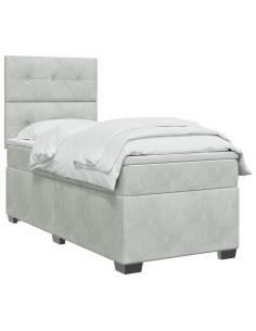 Letto box spring con materasso Grigio Chiaro 90 x 200 cm 2