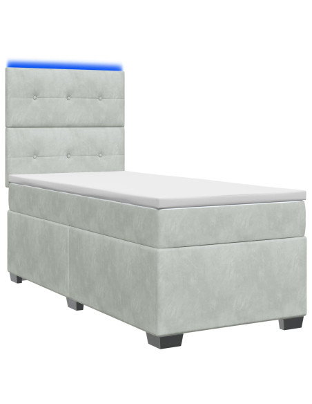 Letto box spring con materasso Grigio Chiaro 80 x 200 cm