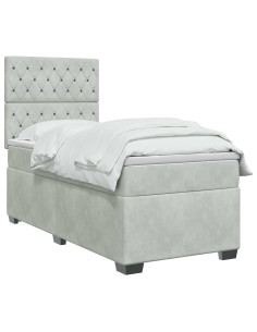 Letto box spring con materasso Grigio Chiaro 80 x 200 cm 2