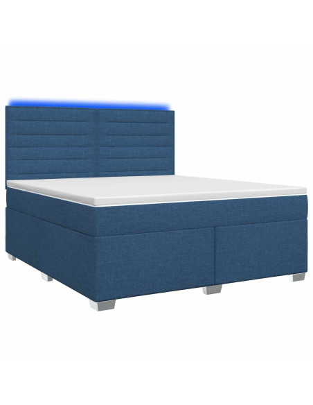 Letto box spring con materasso Blu 180 x 200 cm Tessuto