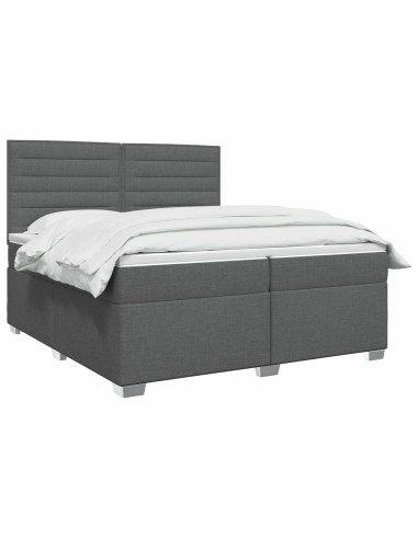 Letto box spring con materasso Grigio Scuro 200 x 200 cm