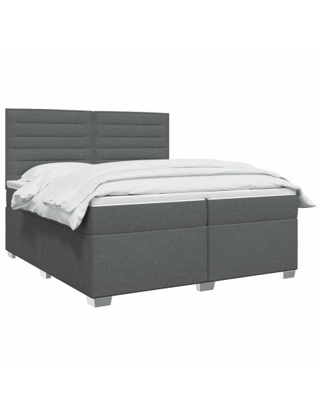 Letto box spring con materasso Grigio Scuro 200 x 200 cm