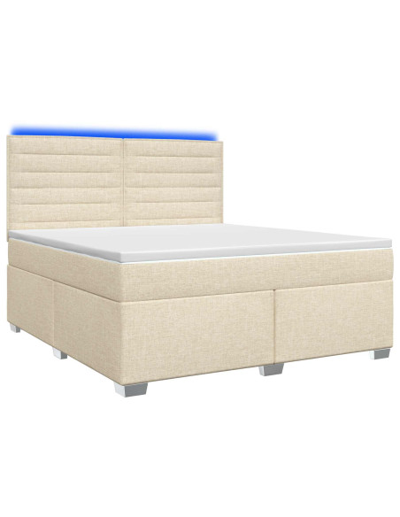 Letto box spring con materasso Crema 140 x 200 cm Tessuto