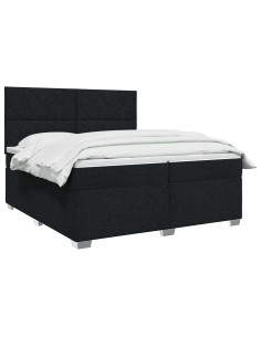 Letto box spring con materasso Nero 200 x 200 cm Tessuto 2