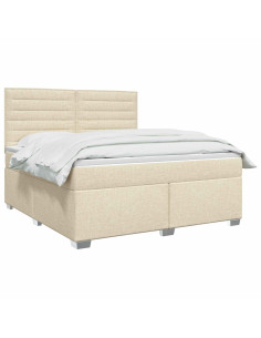 Letto box spring con materasso Crema 140 x 200 cm Tessuto 2