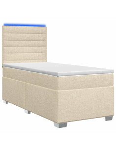 Letto box spring con materasso Crema 90 x 190 cm Tessuto