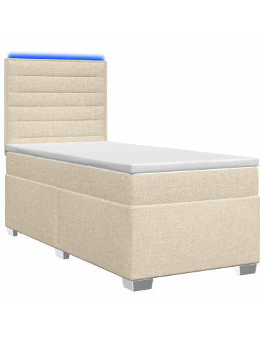 Letto box spring con materasso Crema 90 x 190 cm Tessuto