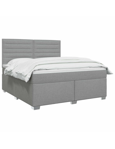 Letto box spring con materasso Grigio Chiaro 140 x 190 cm