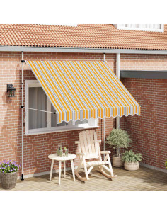 Tenda da Sole Retrattile Manuale 250 cm a Strisce Blu e Gialle