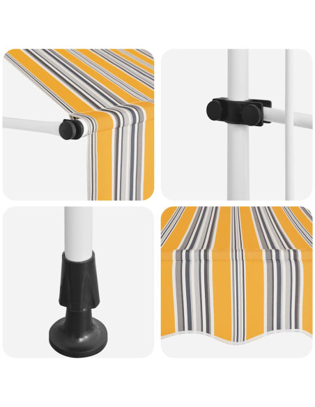 Tenda da Sole Retrattile Manuale 250 cm a Strisce Blu e Gialle